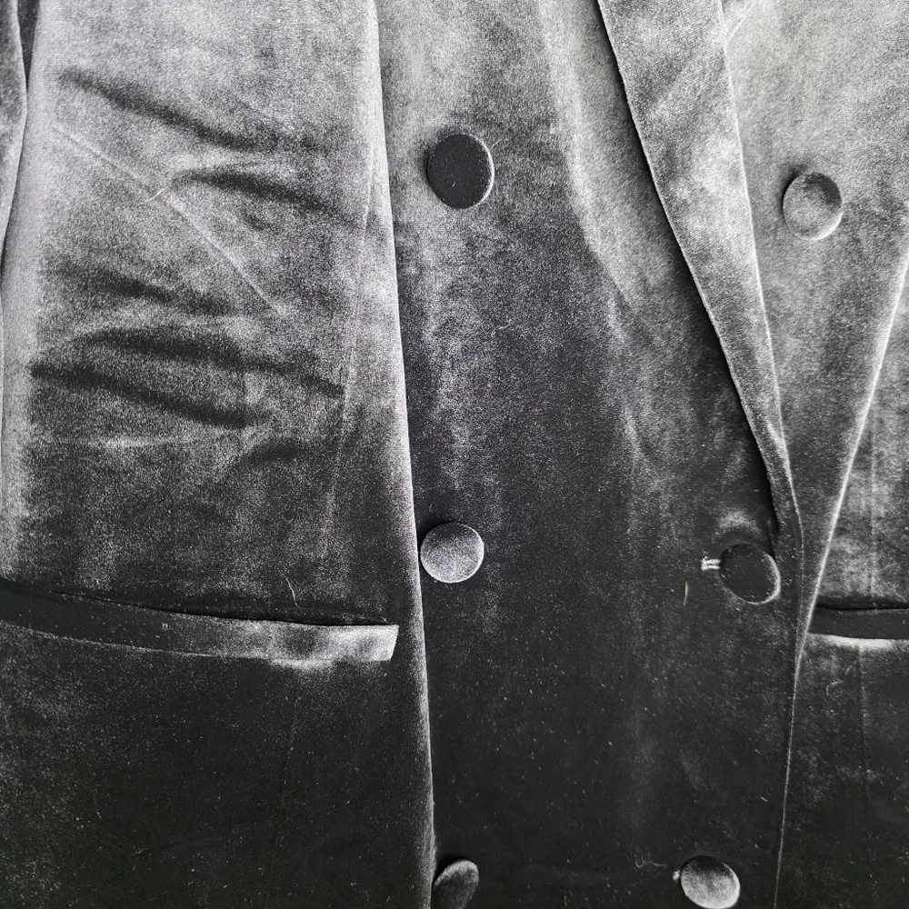 Good American Exec Double-breasted Velvet Mini Dress In Black Tuxedo dress 2X - Picture 5 of 11